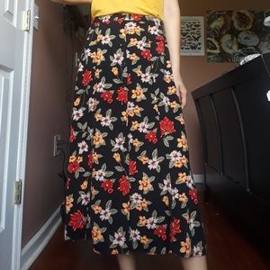 Hawaiian/tropical floral button down skirt